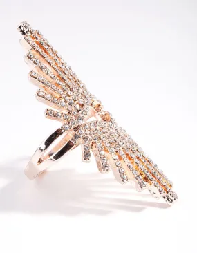 Rose Gold Diamante Burst Ring Designer Gift