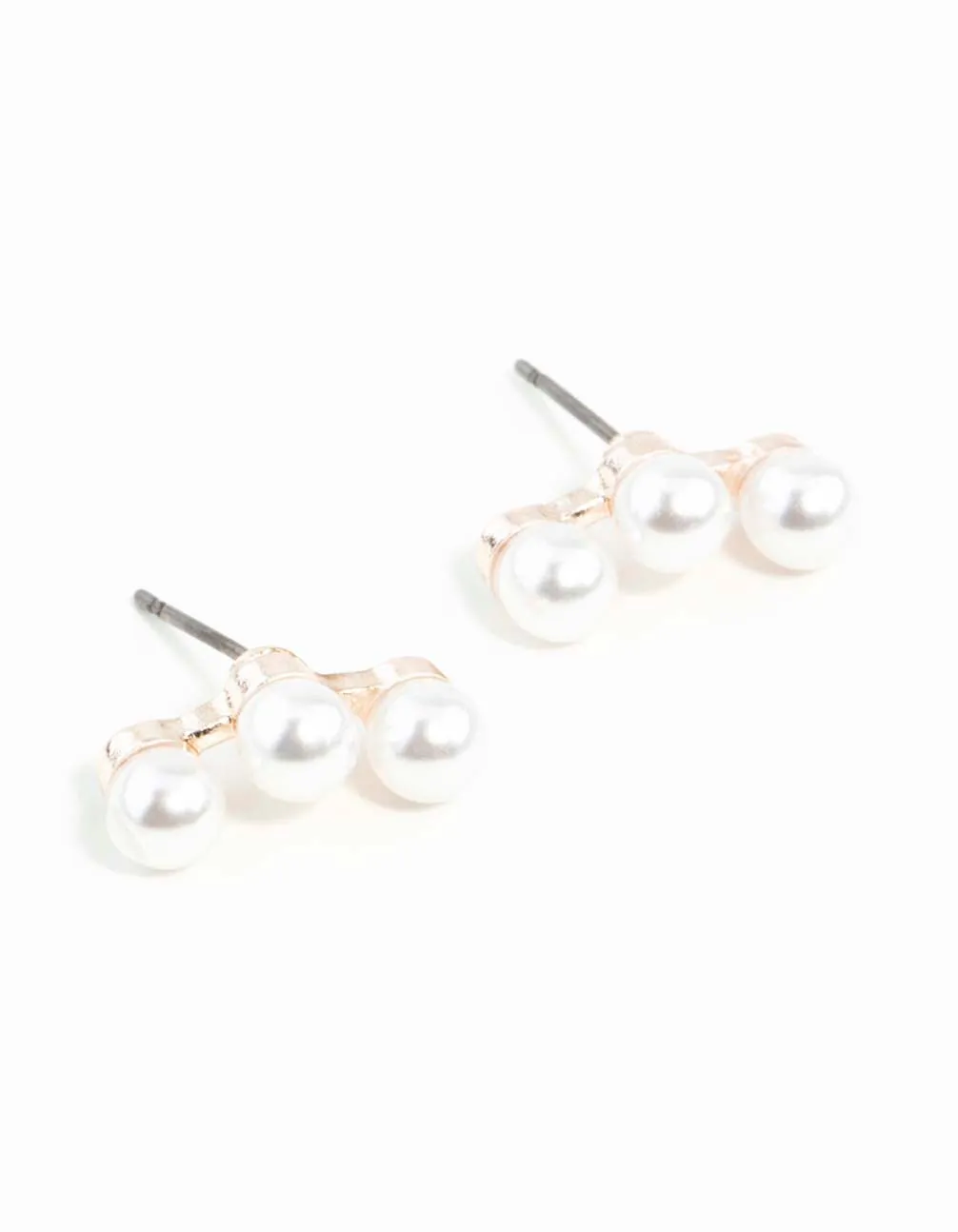 Rose Gold Pearl Crawler Stud Earrings Artistic Ornament