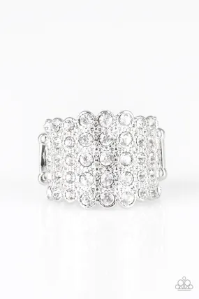 Excellent Accessory Ornate Adornment Paparazzi Accessories ? Million Dollar Masquerade - White Ring?Flat Rate Ship $4.50?