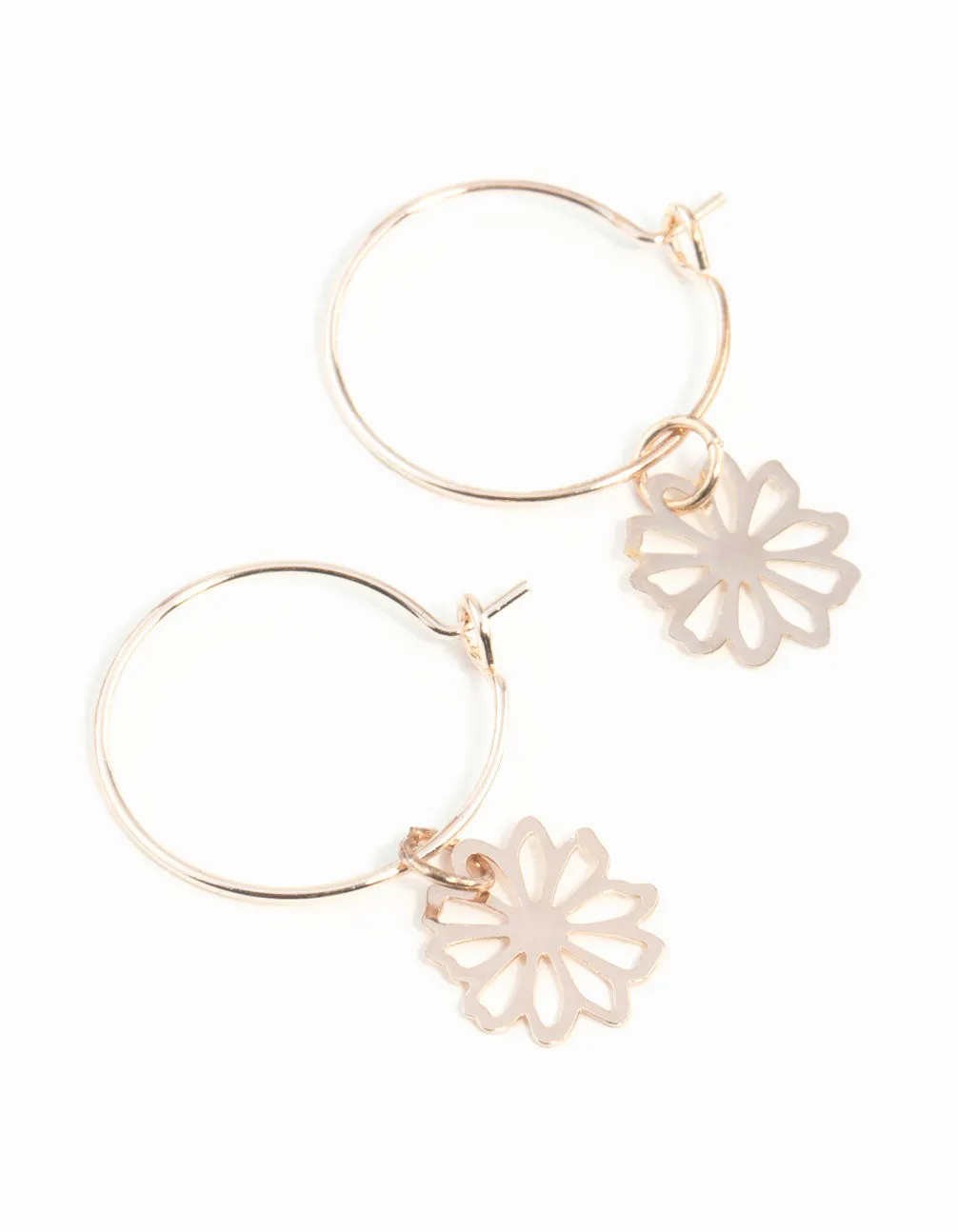 Formal Accent Graceful Accessory Rose Gold Dainty Petal Hoop Earrings