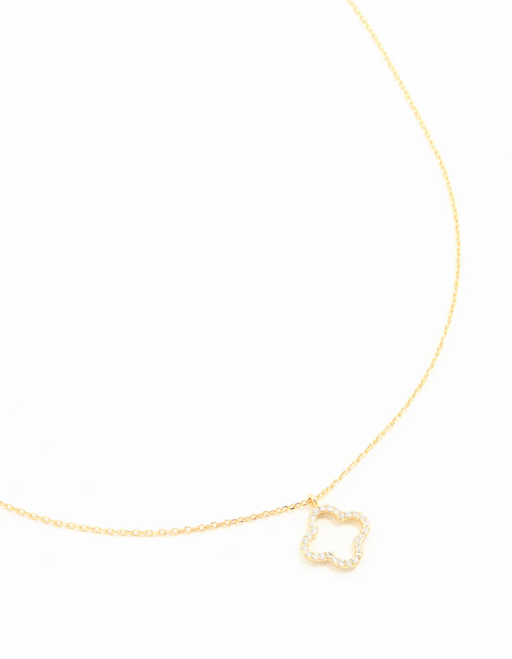 Colorful Look Signature Style Gold Plated Sterling Silver Cubic Zirconia Flower Pendant Necklace