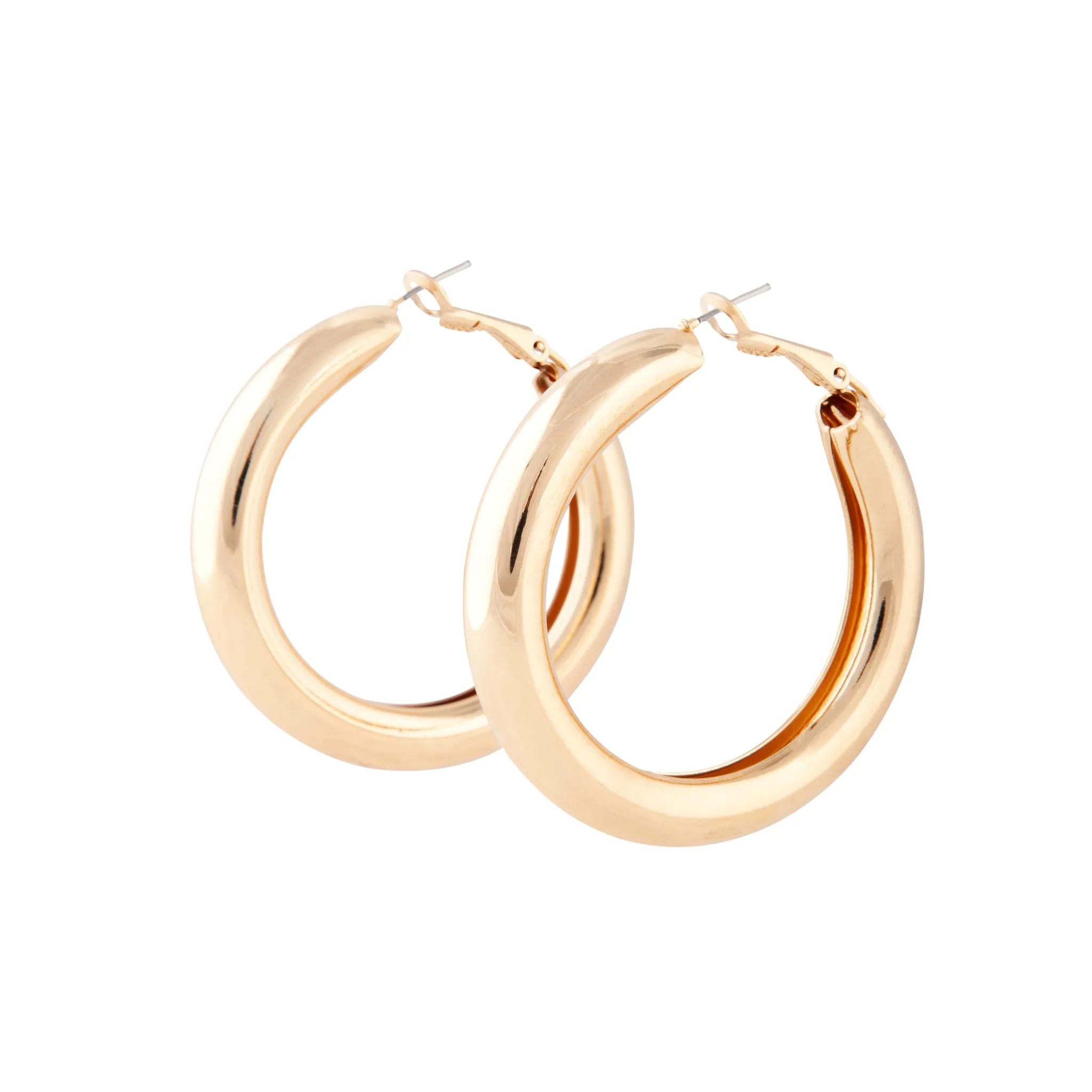 Gorgeous Jewelry Unique Accent Gold Chunky Hoop Earrings