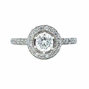 14 Karat White Gold Halo Engagement Ring (1.19cttw) Pretty Pair Romantic Layer