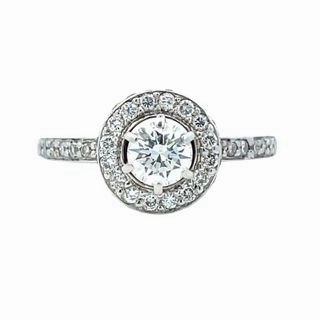 14 Karat White Gold Halo Engagement Ring (1.19cttw) Pretty Pair Romantic Layer