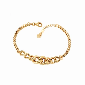 Sterling Silver Gold Plated Curb Chain Bracelet Vogue Accent Charming Jewelry Shine