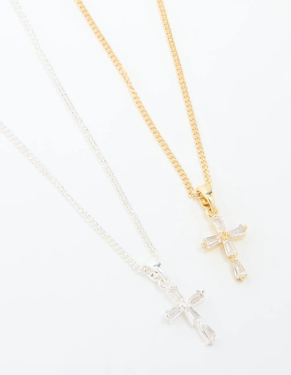 For Belief Summer Accent Mixed Metal Cubic Zirconia Cross Pendant Necklace Pack
