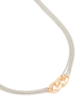 Art Lover Gift Mixed Metal Layered Chain Pendant Necklace