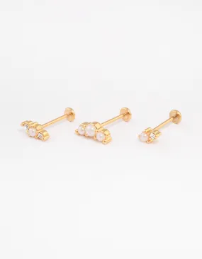 Graceful Choice Gold Plated Surgical Steel Pearl Flat Back Pack