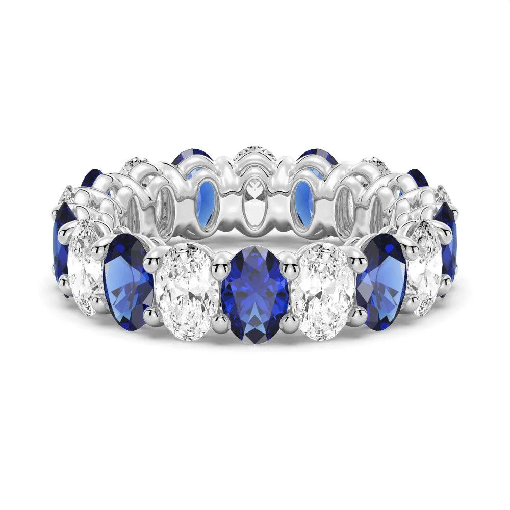 Glam Element Casual Harmony 6.6 CT. Lab Grown White Sapphire with  Blue Sapphire Gemstone Band