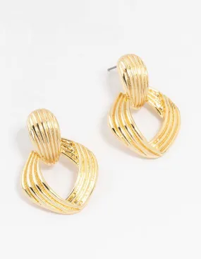 Gold Plated Vintage Door Knocker Stud Earrings Sophisticated Embellishment