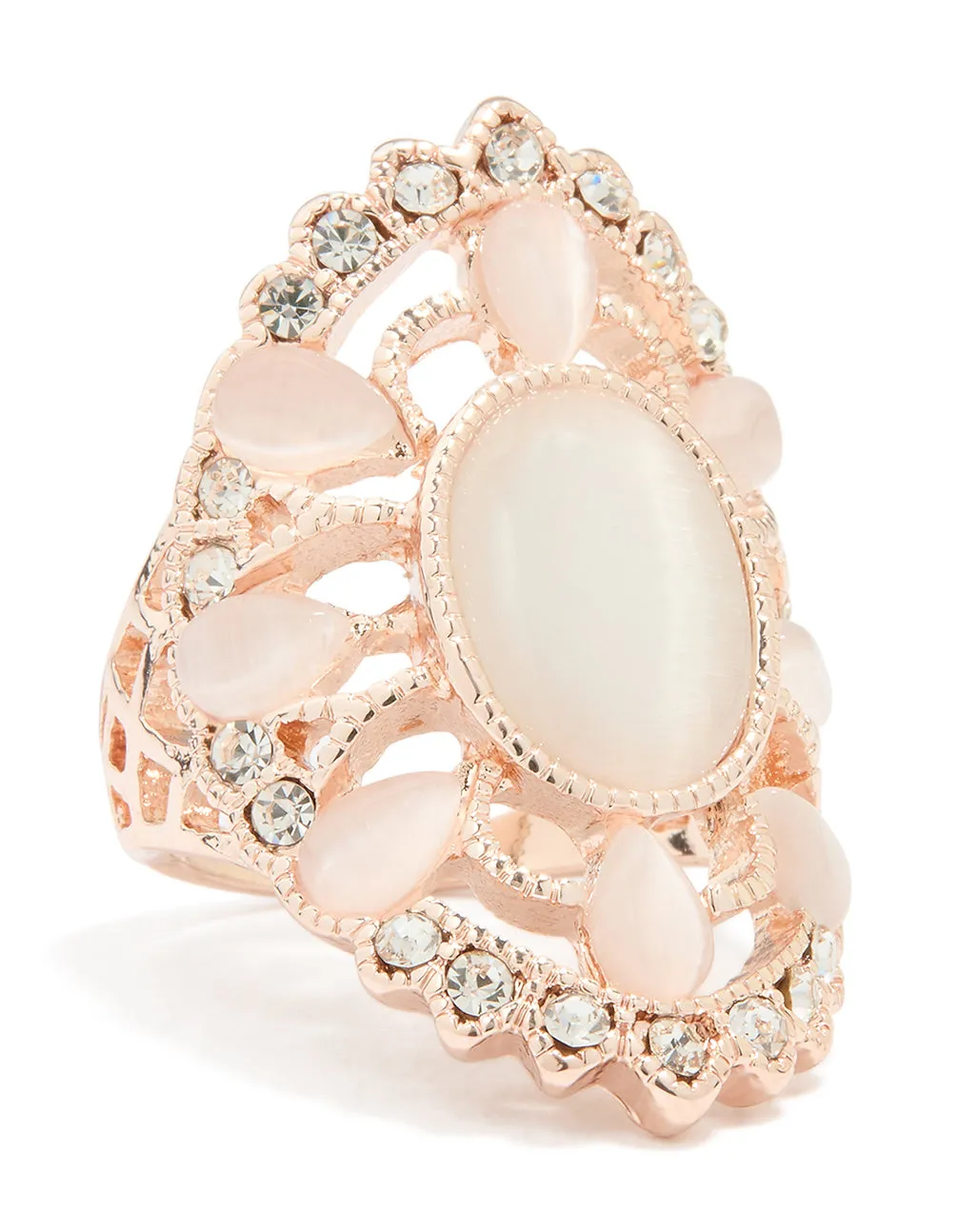 Luxury Balance Trendy Gift Rose Gold Large Round Oval Ring