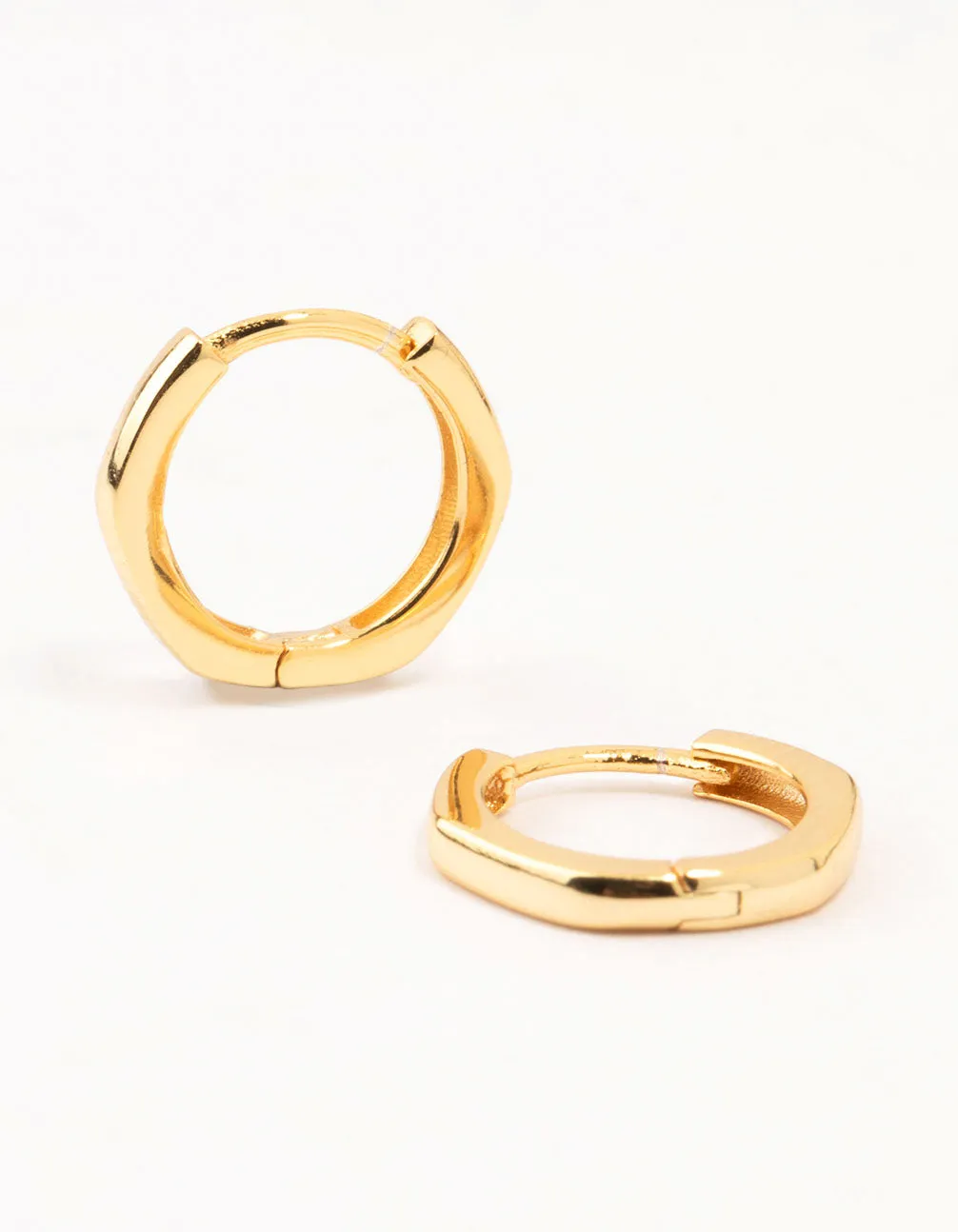 Festive Piece Gold Plated Sterling Silver Mini Hexagon Hoop Earrings