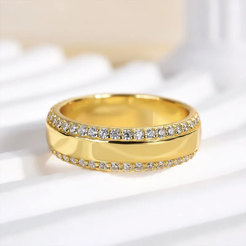 Louily Unique Wide Wedding Band For Women In Sterling Silver Artistic Form