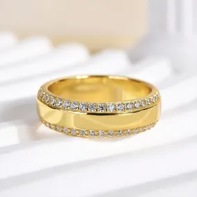 Louily Unique Wide Wedding Band For Women In Sterling Silver Sleek Spark