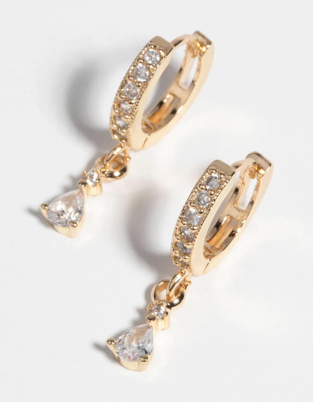 Gold Huggie Hoop Earrings with Cubic Zirconia Festive Jewelry