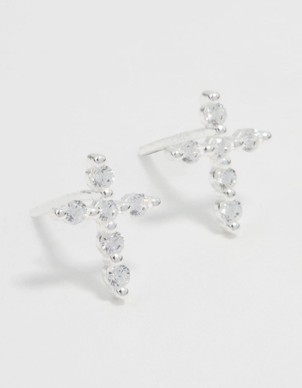 Bohemian Decoration simple design Sterling Silver Marquise Cubic Zirconia Cross Stud Earrings