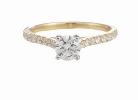 Chic Mood Bright Pop 14 Karat Yellow White Straight Engagement Ring (1.22cttw)