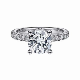 Premium Form Timeless Finish 14K White Gold Hidden Halo Ring - 1.50 Carat Center Diamond