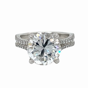 4.15 carat Round Diamond with 0.65 tw Diamond Split Shank Ring Platinum Polished Surface Dramatic Flare