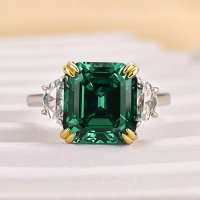 Fashion Trend Louily 4.5 Carat Paraiba Tourmaline Asscher Cut Three Stone Women's Engagement Ring In Sterling Silver