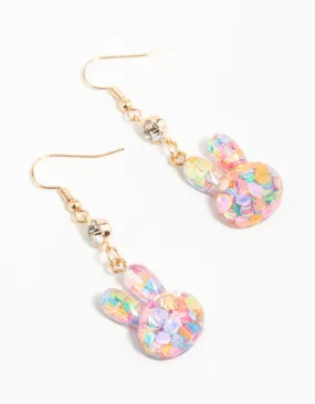 Shiny Selection Gold Bubble Bunny Head Drop Earrings