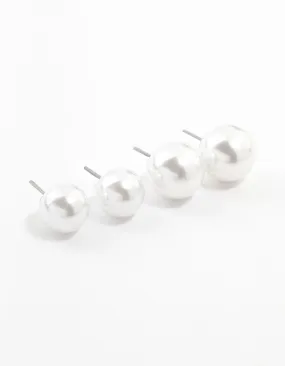 Multiple Pearl Plastic Stud Earrings 2-Pack Pearlescent Adornment Lightweight feature
