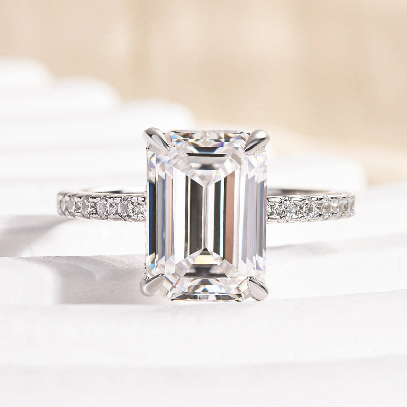 Expressive Touch Louily Moissanite 3.5 Carat Emerald Cut Engagement Ring