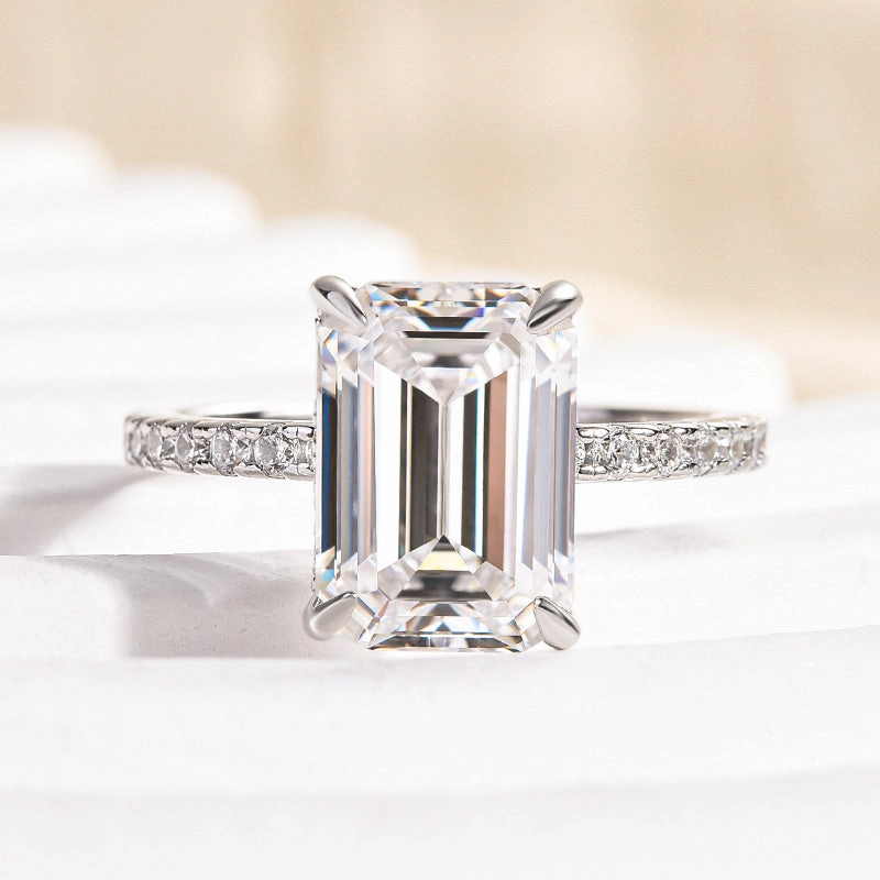 Louily Moissanite 3.5 Carat Emerald Cut Engagement Ring Top Pick Seasonal Shine