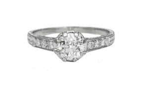 Subtle Vibe OLD EUROPEAN CUT DIAMOND RING WITH DIAMONDS IN SHANK