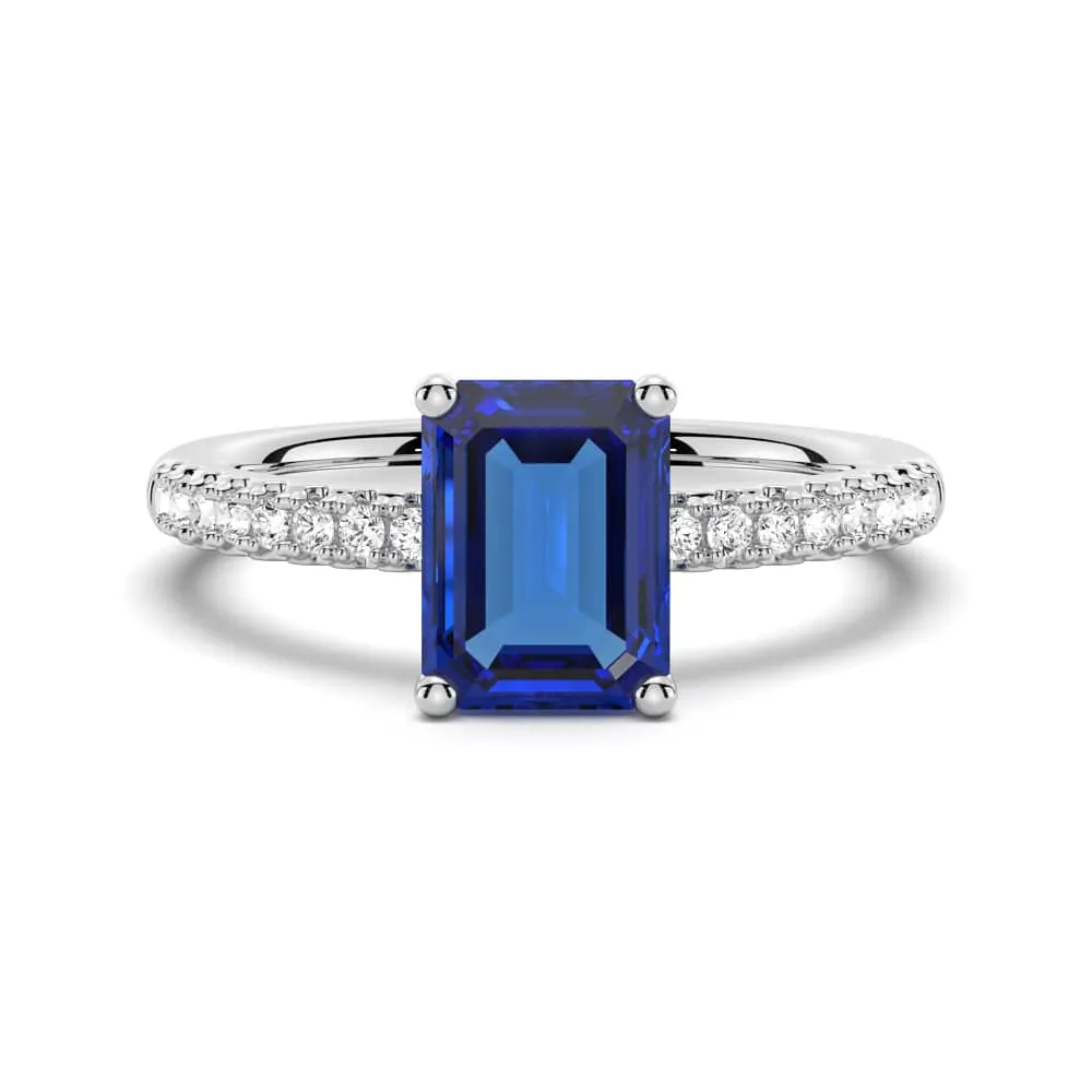 Special Design Modern Motion 2 CT. Petite Trellis Lab Grown Sapphire Gemstone Ring