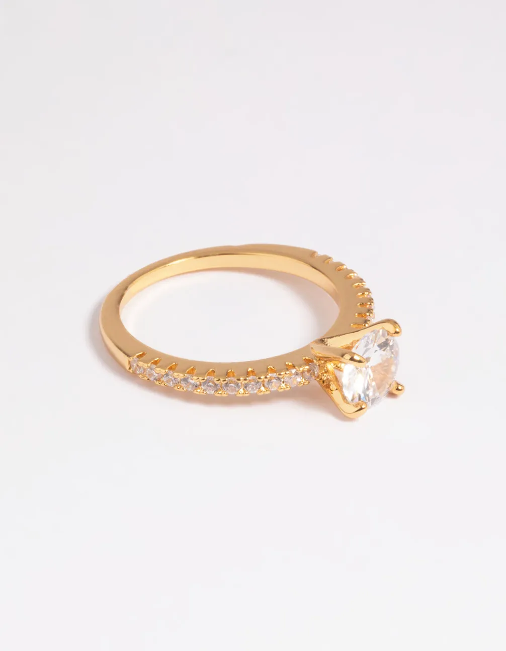 Durable Work Gold Plated Cubic Zirconia Textured Ring