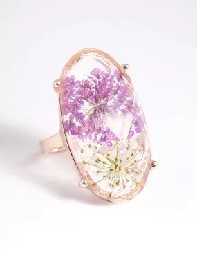 Baroque Influence Gold & Lilac Flower Ring