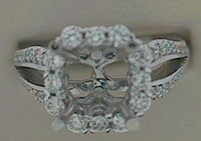 Refined Light Modern Sparkle Open Diamond Shank Halo Semi Mount