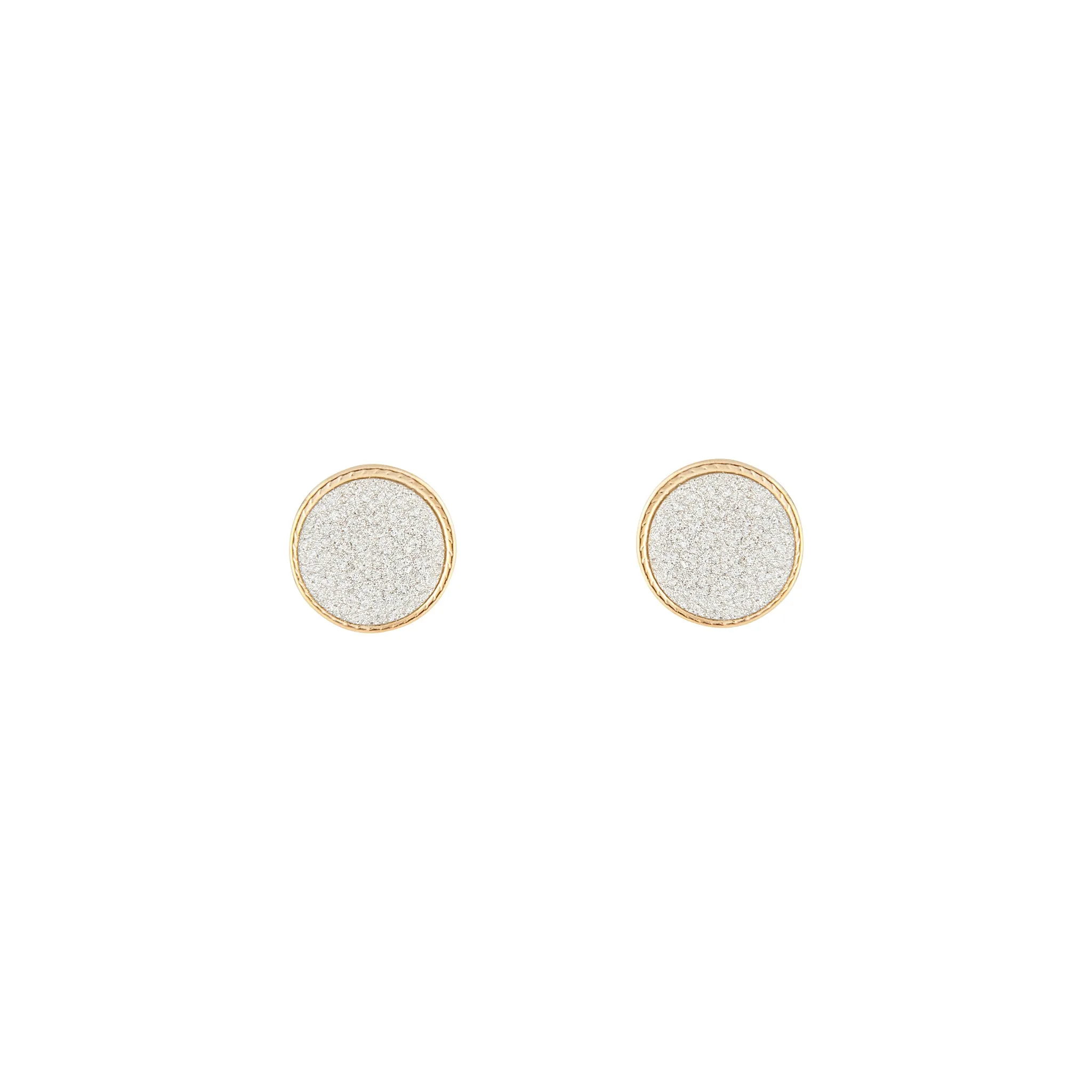 Silver Gold Glitter Inlay Disc Earrings Petite Trinket Seasonal Item