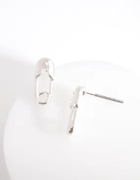 Silver Safety Pin Earrings Business Piece Spiral Decoration