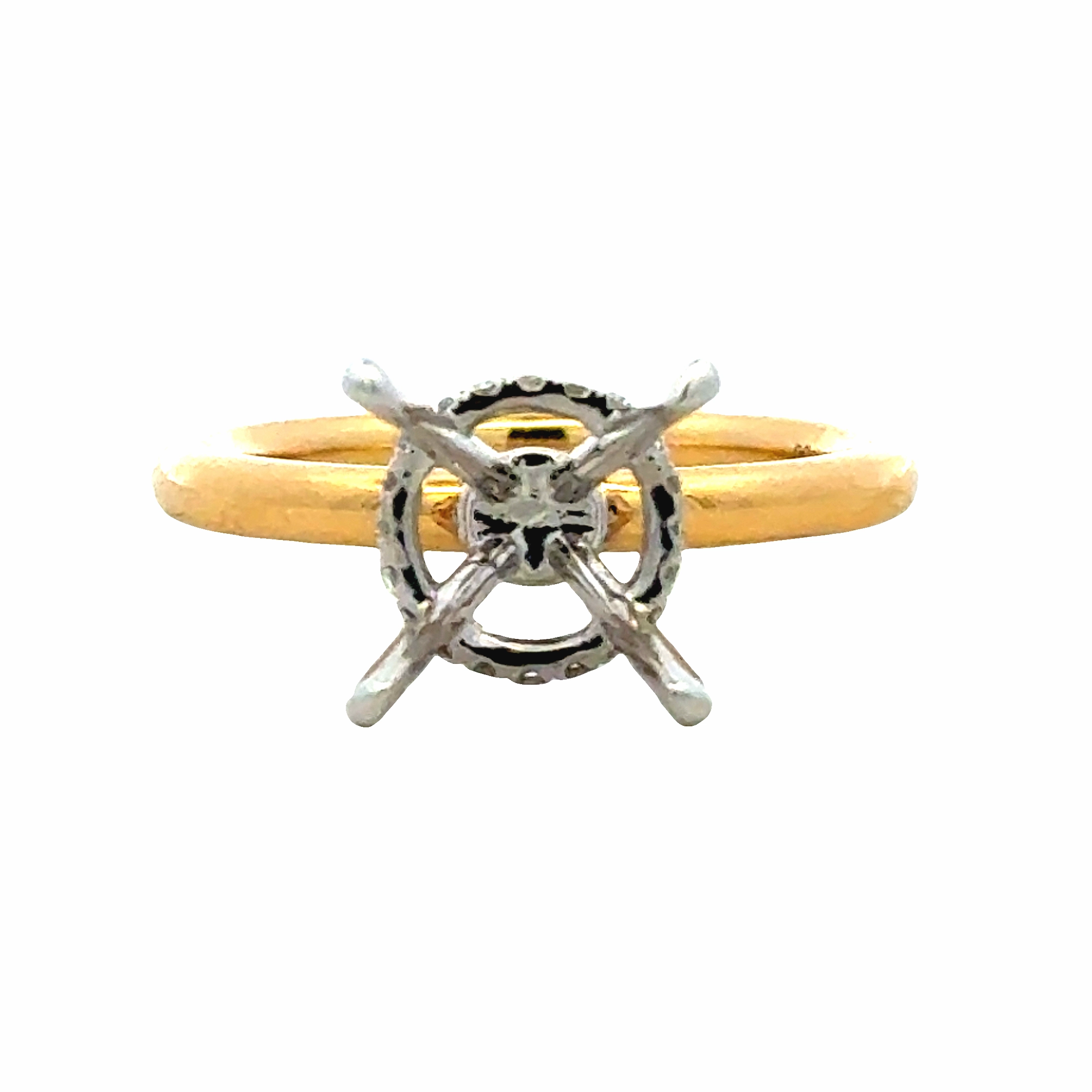 Flawless Radiance Handcrafted Quality 18KYW Hidden Halo Oval Semi-Mount