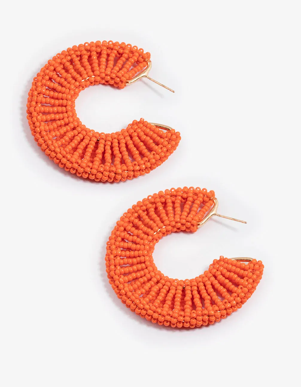 Ornate Selection Orange Raffia Flat Statement Hoop Earrings