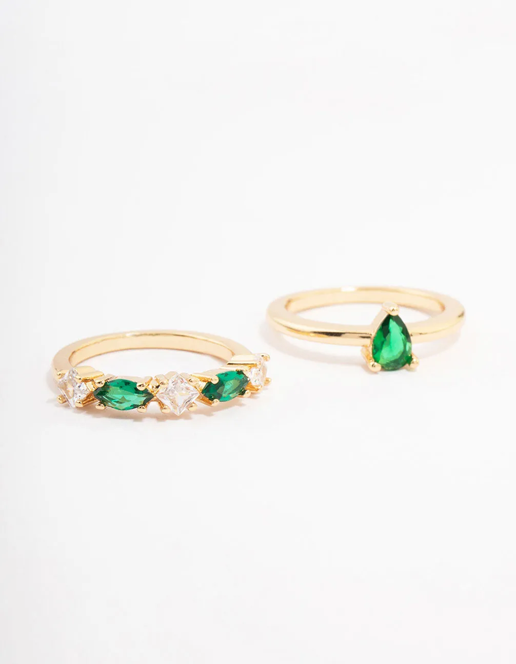 Gold Plated Alternating Cubic Zirconia Pear Stacking Ring Pack classic accessory