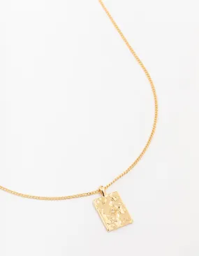 All weather Timeless Item Gold Plated Brass Organic Rectangular Star Pendant Necklace