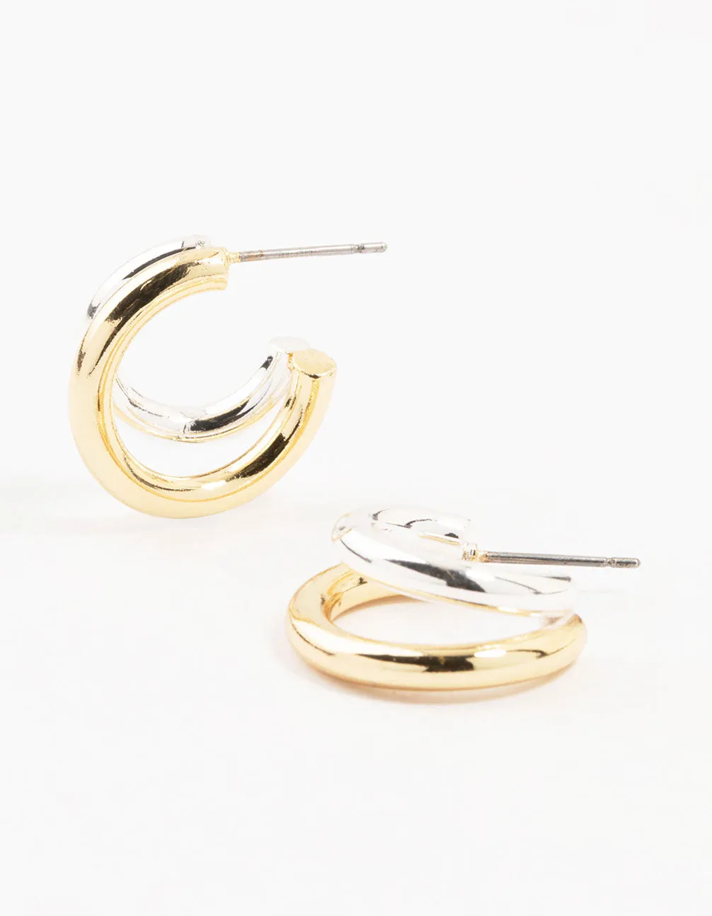 Safe Look Mixed Metals Graduating Hoop Earrings
