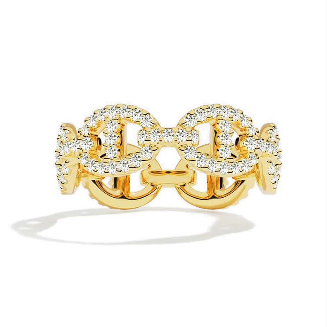 High-End Decoration Quality Statement Pave Eternity Link Promise Ring