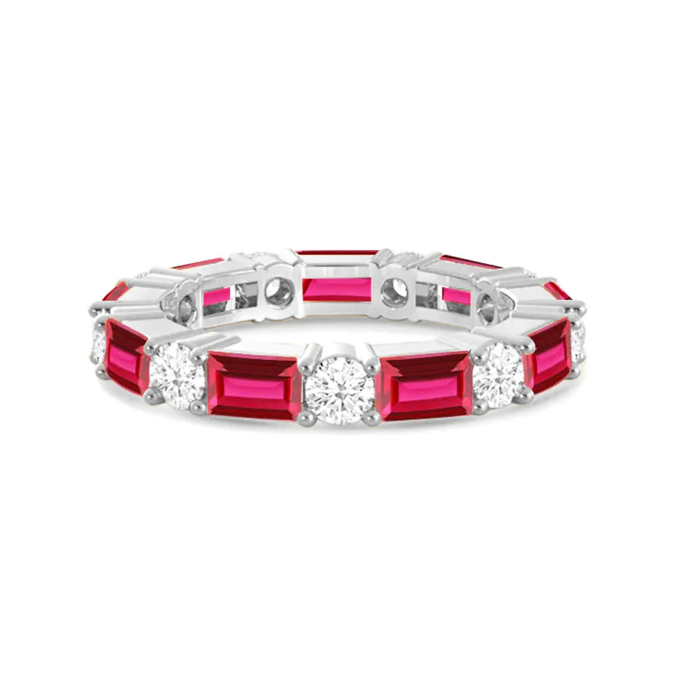 Timeless Created Ruby and Lab Grown Diamond Eternity Band Polished Style Fantastic Object