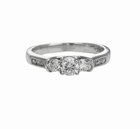 THREE STONE SETTING WITH DIAMONDS DOWN THE SHANK 0.64cttw Versatile Accent Soft Detail