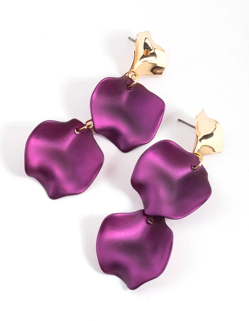 Comfortable Decor Purple Warp Double Petal Drop Earrings