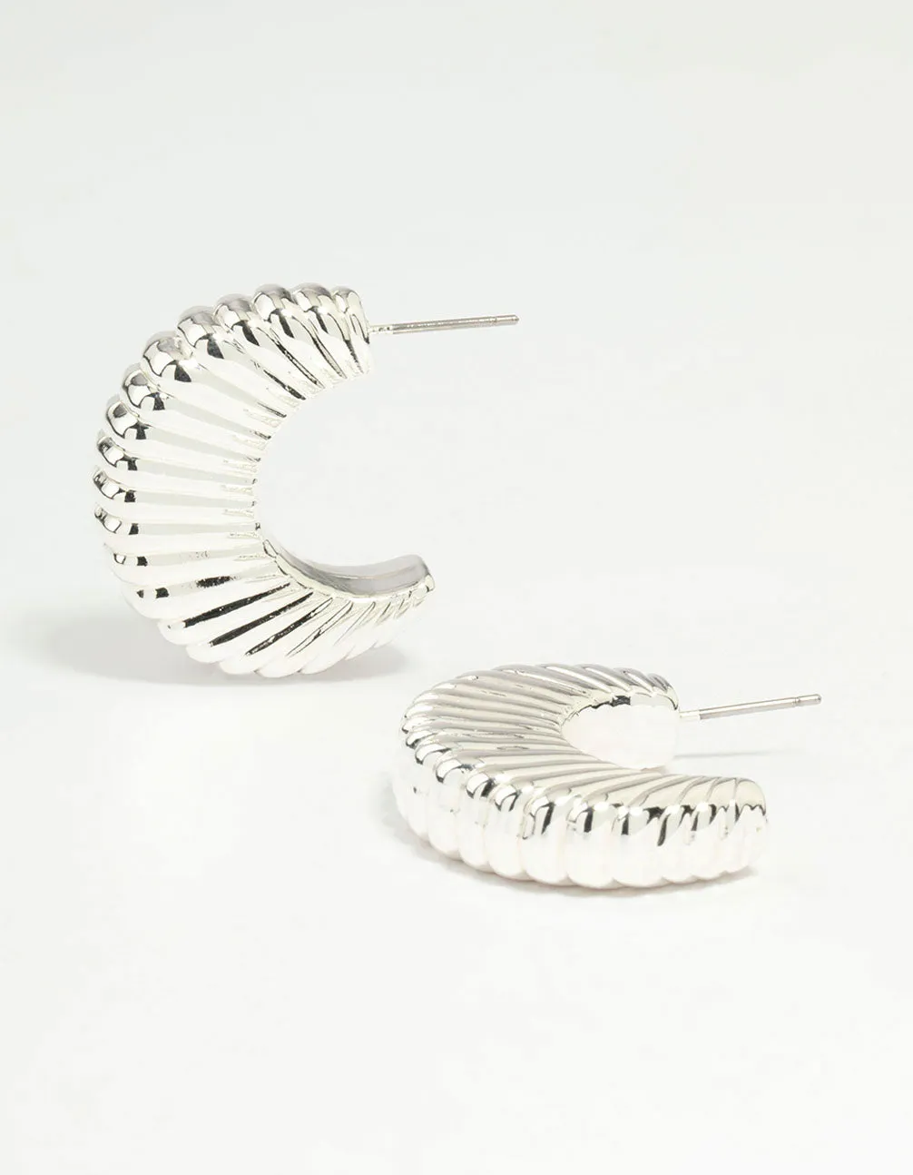 Graceful Selection Premium Must-Have Silver Ridge Hoop Earrings