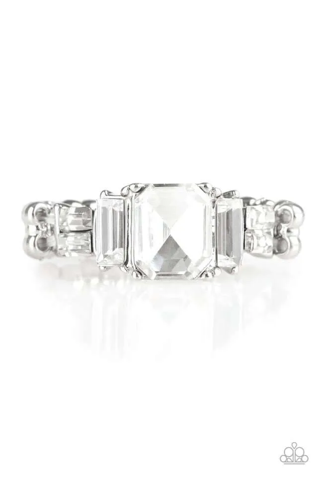 Paparazzi Accessories ?Born To Rule - White Ring?Flat Rate Ship $4.50? Graceful Finish Trendy Expression