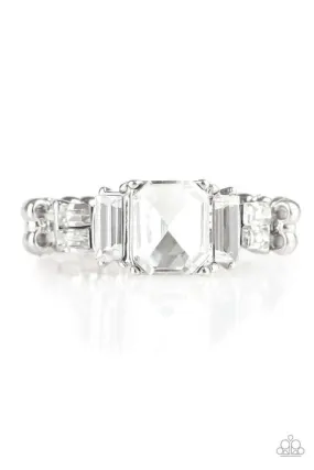 Paparazzi Accessories ?Born To Rule - White Ring?Flat Rate Ship $4.50? Graceful Finish Trendy Expression