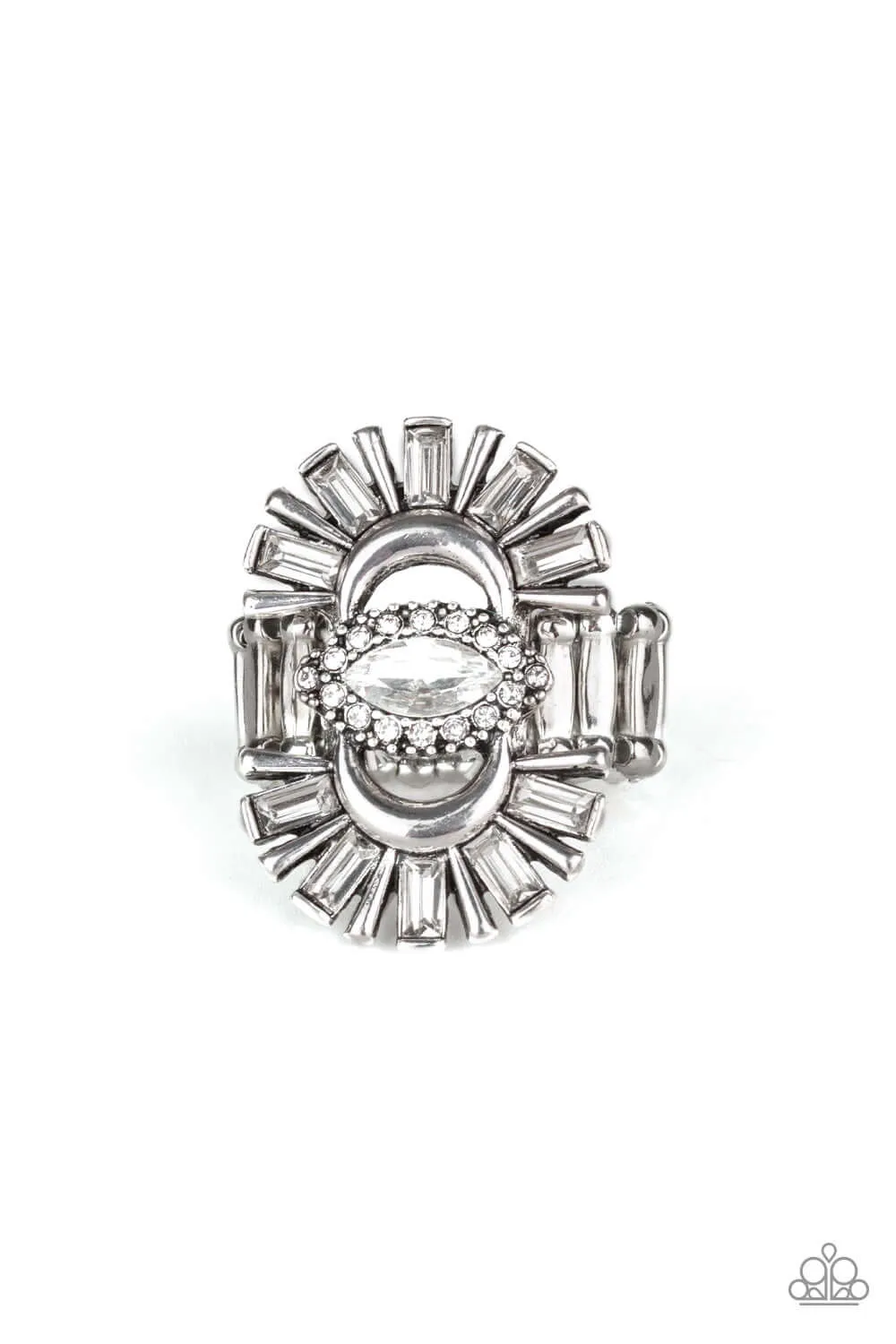 Classic Proportion Paparazzi Accessories ? Deco Diva - White Ring?Flat Rate Ship $4.50?