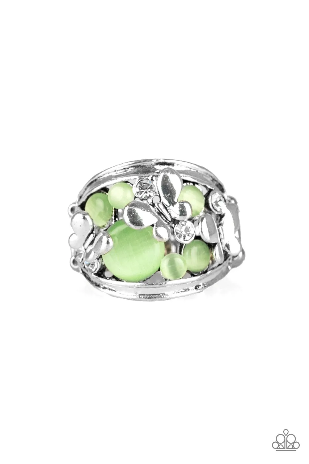 Paparazzi Accessories ? FLUTTER Me Up - Green Ring?Flat Rate Ship $4.50? Delicate Object