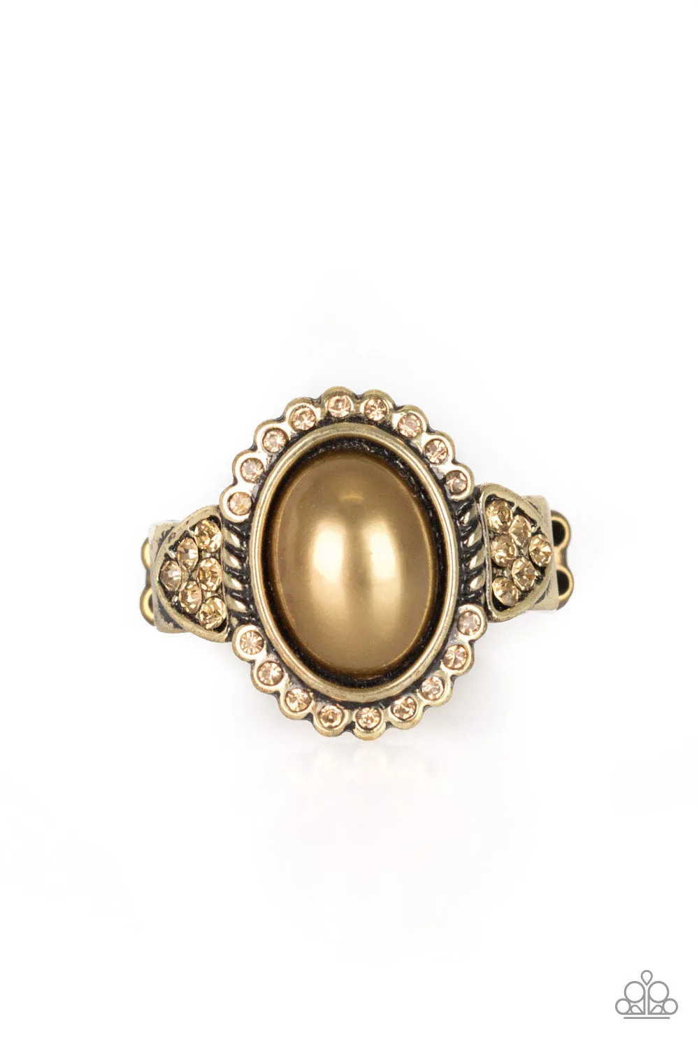 Acid Proof Simple Bauble Paparazzi Accessories ? Pearl Party - Brass Ring?Flat Rate Ship $4.50?